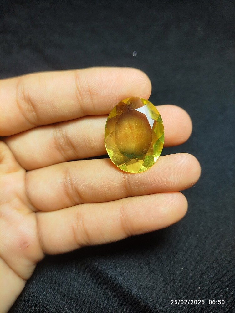 36 Ct Natural Lemon Quartz Faceted Loose Gemstone for Jewelry Making