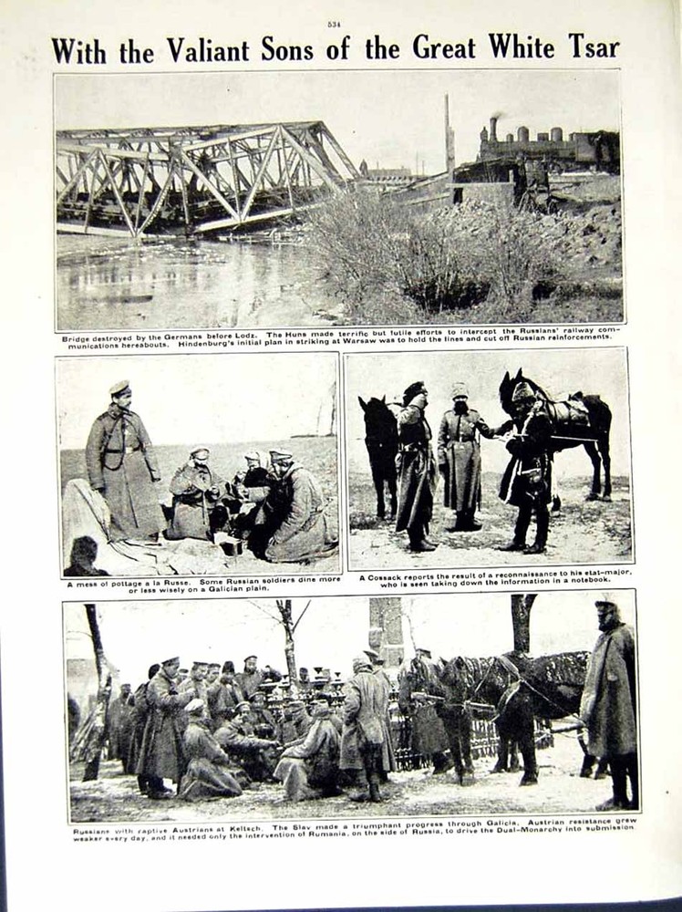 Original Old Antique Print 1914-15 World War Russian Transport Pruth Ship Lodz