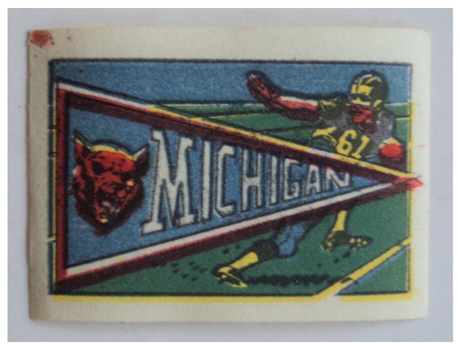 1961 Topps Football Flocked Sticker Insert MICHIGAN NRMINT -