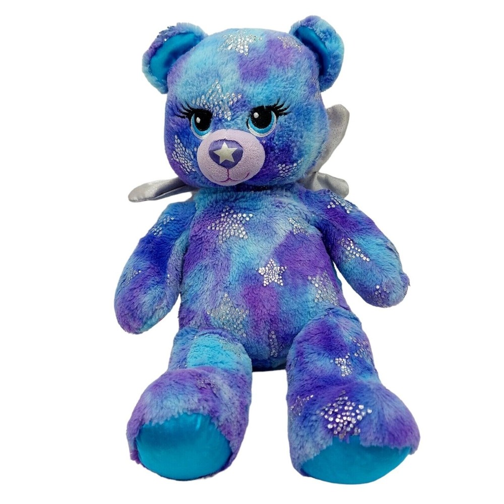 BAB Build A Bear Starbright Bear Silver Stars Wings Stuffed Animal Plush 17