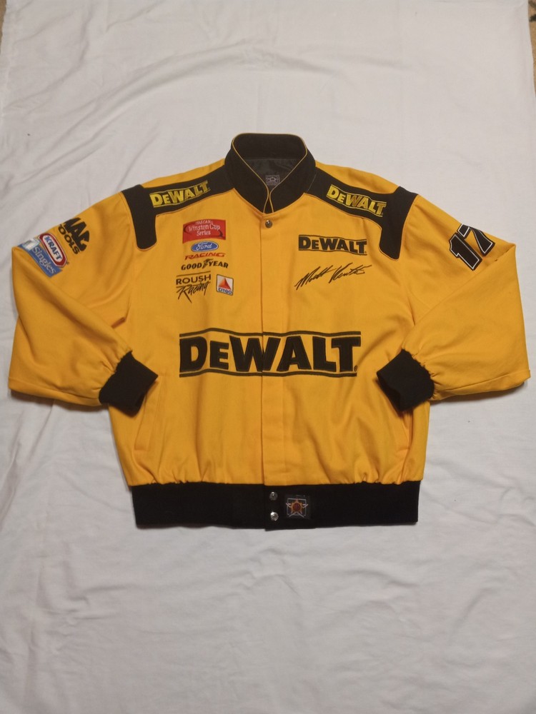 Vintage NASCAR Jacket Mens XL Yellow Black Matt Kenseth DeWALT Racing JH Design