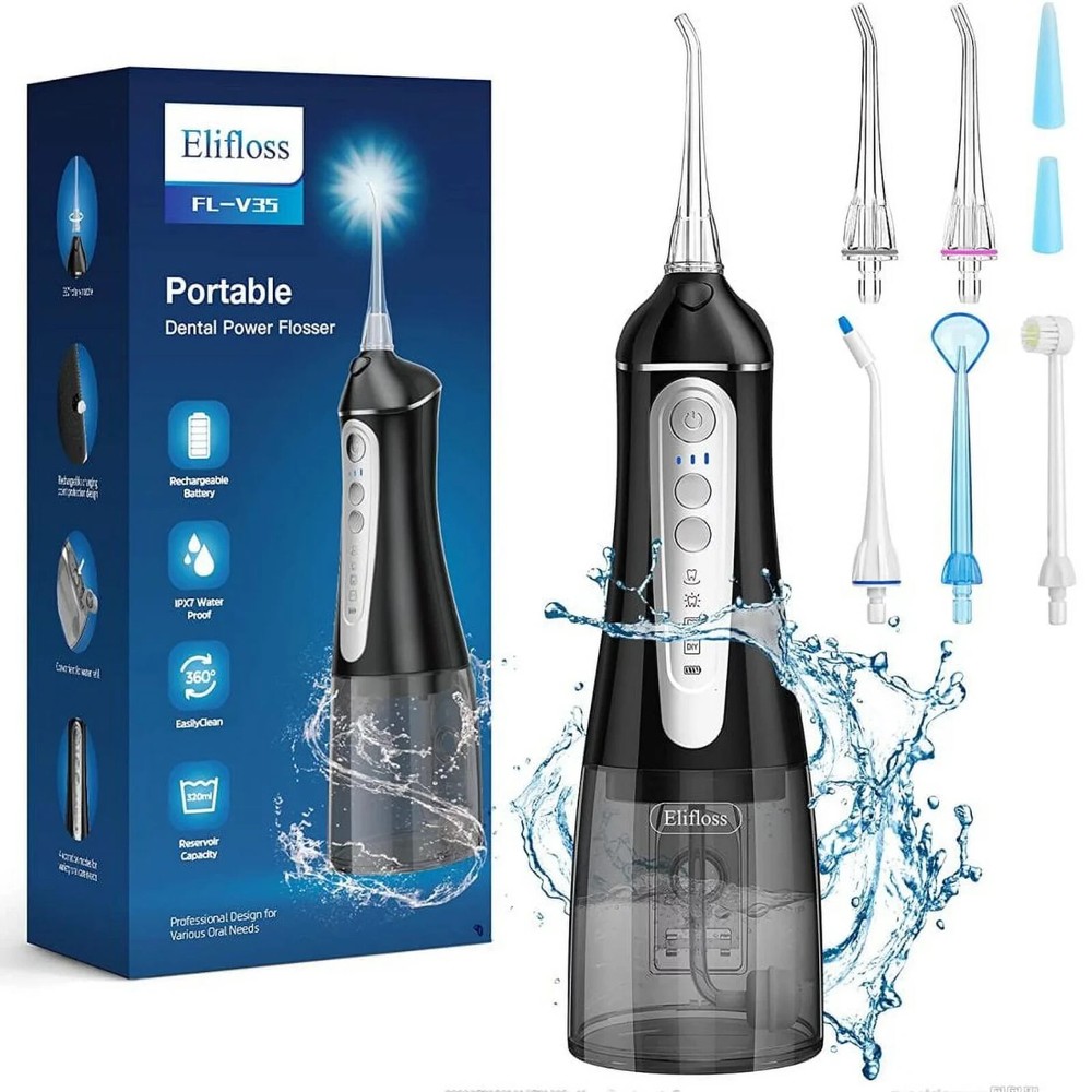 Cordless Rechargeable Water Dental Flosser Oral Irrigator,4 Modes and 7Jet tip