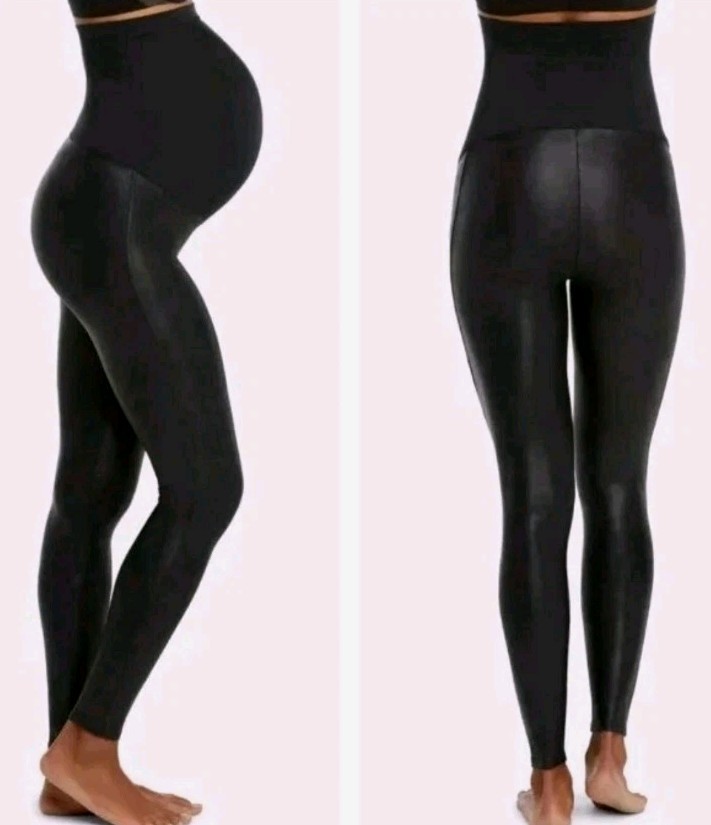 Spanx Mama Maternity Faux Leather High Waisted Over Belly Leggings! Size S/P