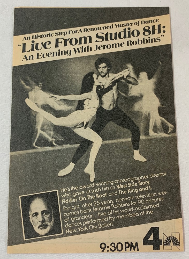 1980 NBC tv ad ~ LIVE FROM STUDIO 8H An Evening With Jerome Robbins