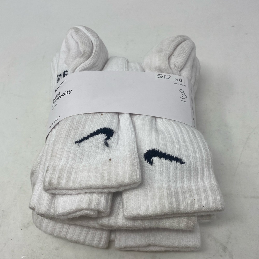 Nike Everyday Cushioned Crew Socks 6-Pack White/Black Kids M