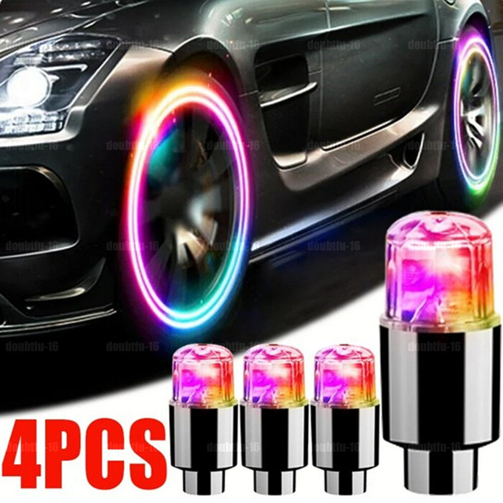 4pcs Car Vehicle Wheel Tire Tyre Air Valve Stem LED Light Caps Cover Accessories