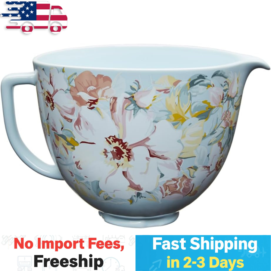 KitchenAid 5 Quart White Gardenia Ceramic Bow for 4.5-5 Quart Tilt-Head Stand