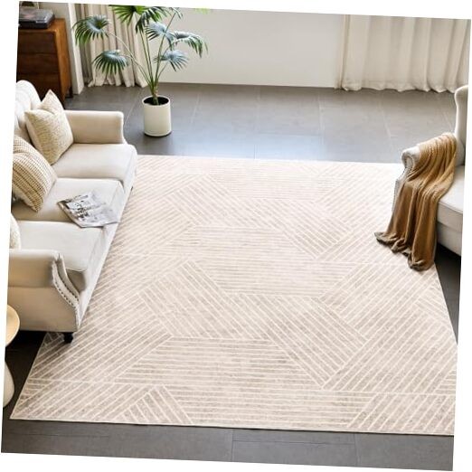 6x9 Washable Beige Modern Area Rugs for Living Room