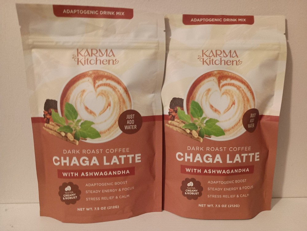2 Karma Kitchen Dark Roast Chaga Mushroom Latte with  Ashwagandha & Adaptogens