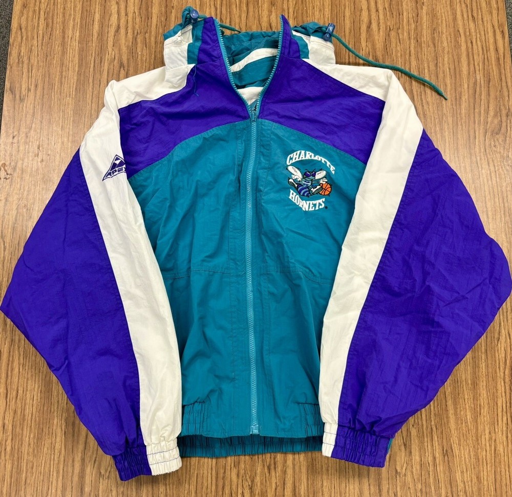 Charlotte Hornets Vintage Apex One Full Zip Puffer Jacket NBA 1990s Size XL/TG