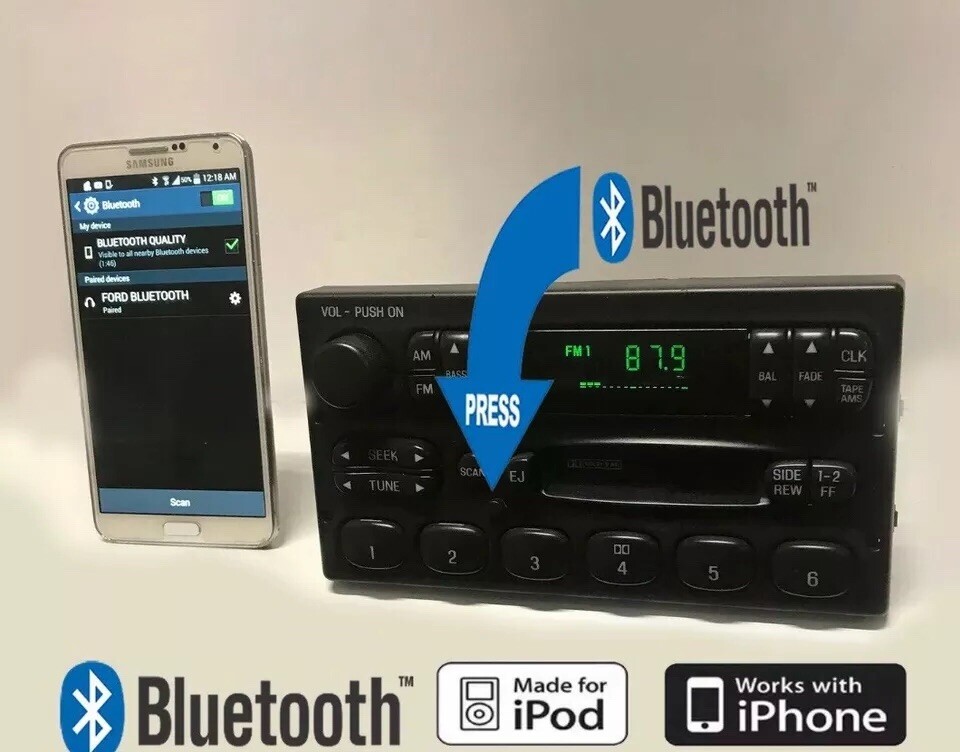 ✅99-04 Ford Series Truck Explorer  AM FM Cassette Control Bluetooth OEM Radio