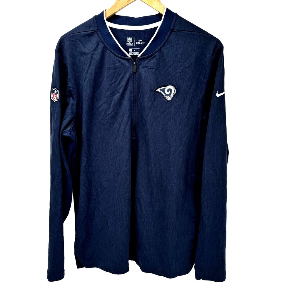 LA Rams Nike 1/2 Zip Pullover Jacket Blue Long Sleeve Dri Fit On Field NFL