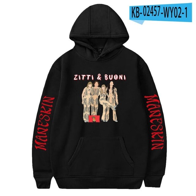 Måneskin Rock Band Graphic Print Pullover Hoodie for Concert Fans  