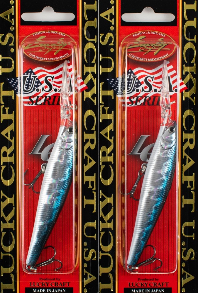 (LOT OF 2) LUCKY CRAFT STAYSEE 90SP V2 7/16OZ SS90SPV2-052 AURORA BLACK D2256