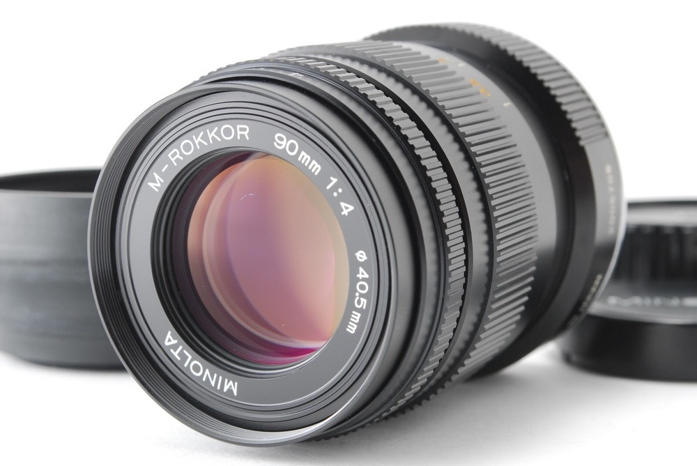 Near MINT w/Hood Minolta M ROKKOR 90mm f/4 Lens For CL CLE Leica M Mount JAPAN