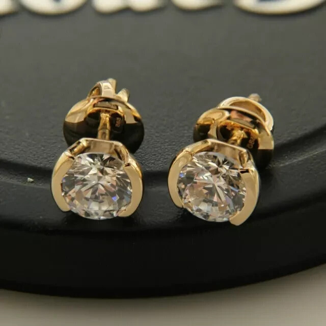 2.00Ct Round Cut Lab Created Diamond Drop/Dangle Earrings 14K Yellow Gold Plated