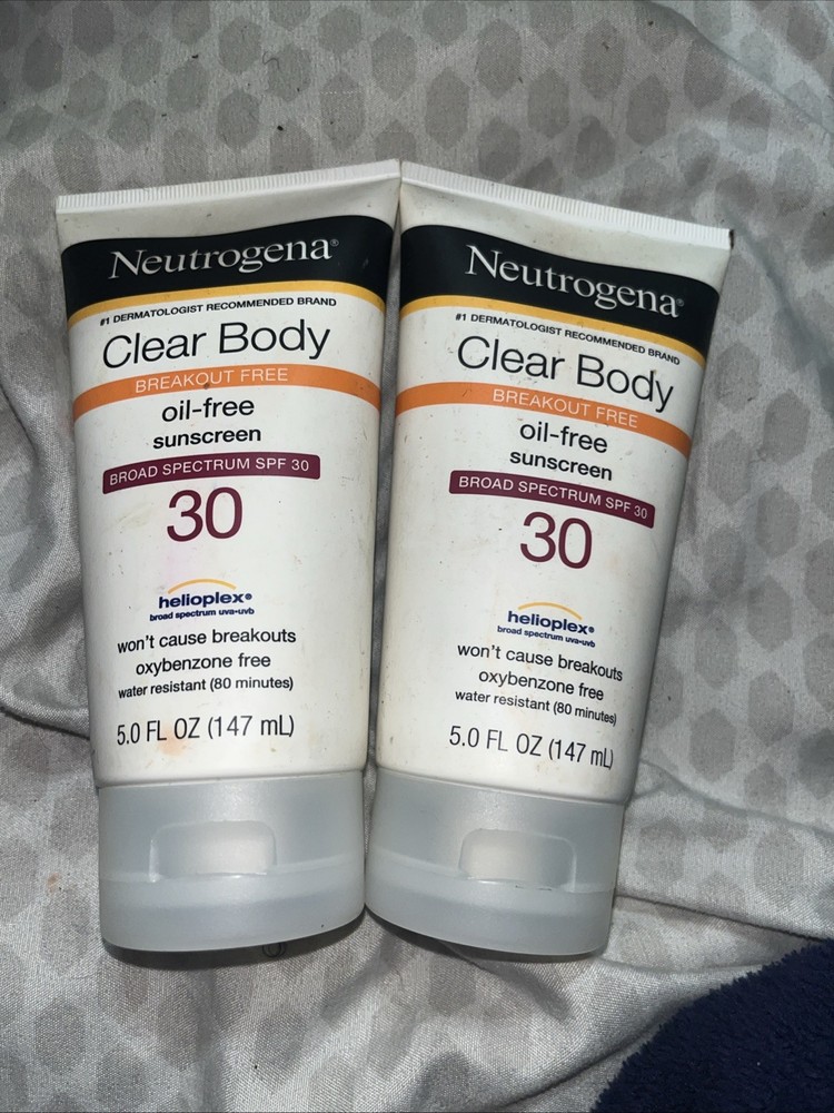 2PK Neutrogena Clear Body Breakout-Free SPF 30 Sunscreen 5 fl oz