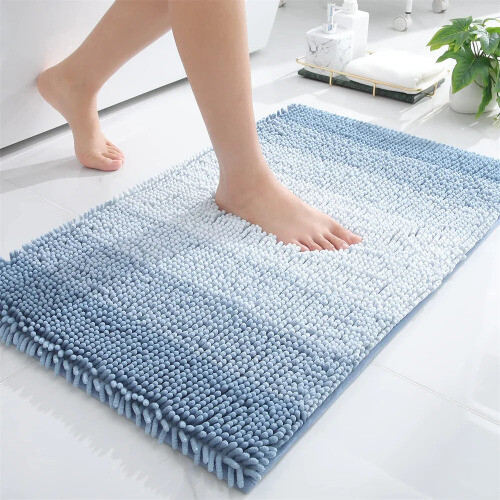 Striped Extra Thick Absorbent Non-Slip Plush Bathroom Rug Mat