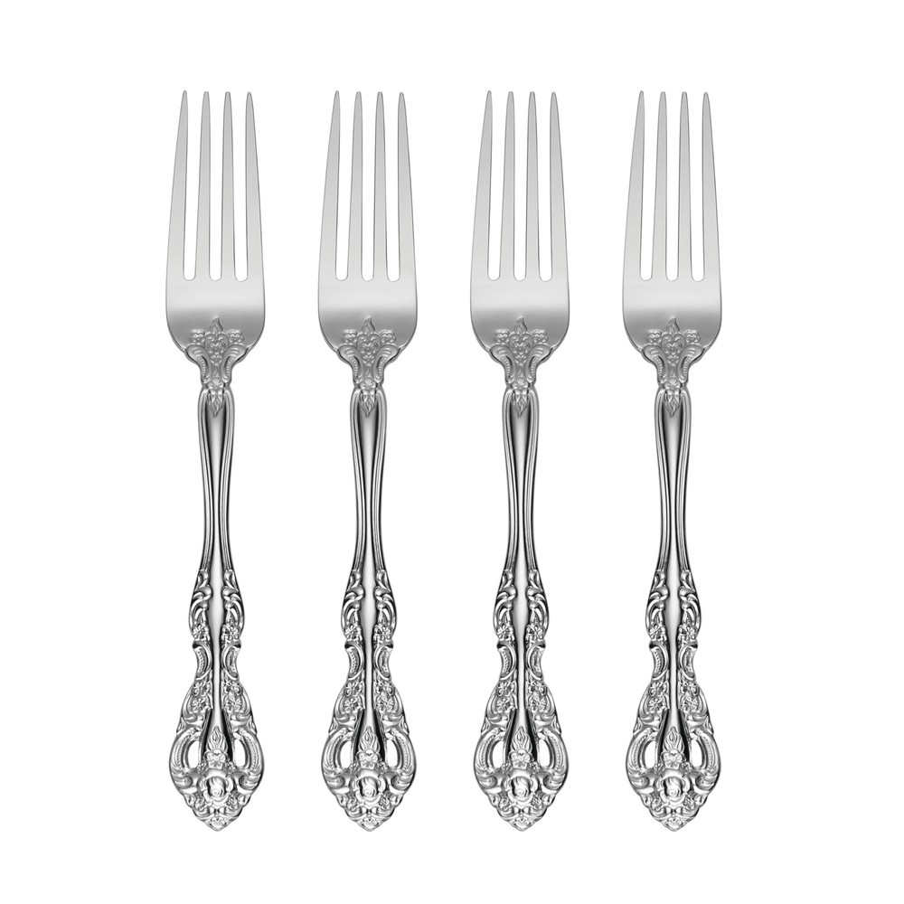 Michelangelo Fine Flatware Dinner Fork, Set of 4 , 18/10 Stainless Steel, Sil...