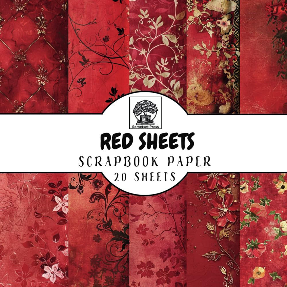 Red Double-Sided Scrapbook Paper: 20 Patterned Sheets for Scrapbooking & Junk Journals