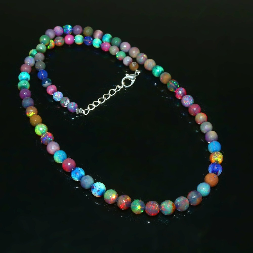 AAA Real Natural opal beads Fire opal Gemstone Beaded Necklace Jewelry 1355