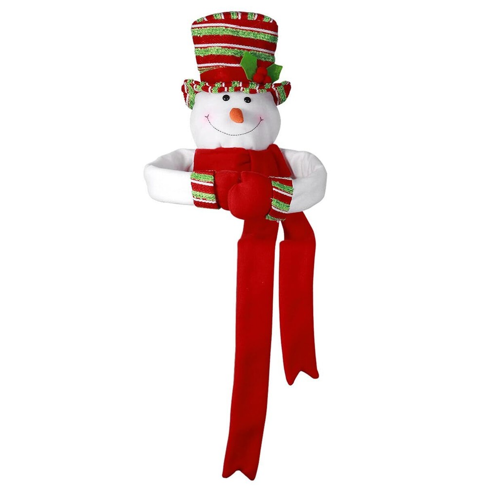 Christmas Tree Topper Snowman Head Hugger with Colorful Hat Shawl and Poseabl...