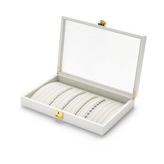 White Premium Leather Jewelry Organizer Tray for Necklaces & Bracelets