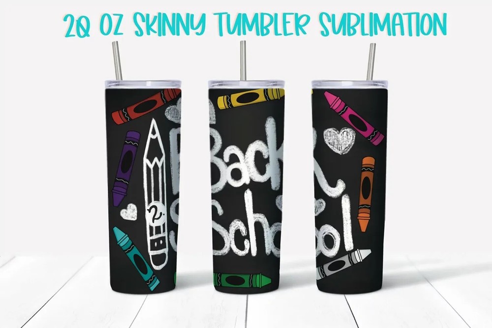 Back to School Custom 20oz Tumbler with Straw & Non-Slip 3M Base  -image
