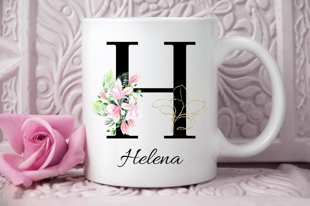 Personalized H Initial Mug Custom Coffee Cup Bestie Gift Monogram Mugs Gift For