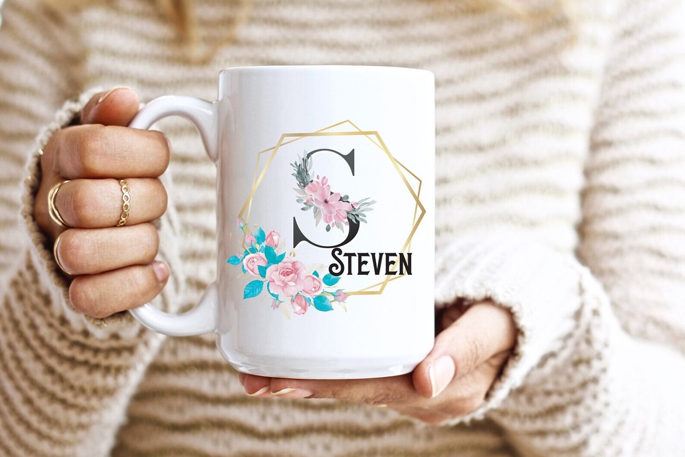 Personalised Mug Mug Name Golden With Initial Coffee Mug Tea Mug Mug Gift For