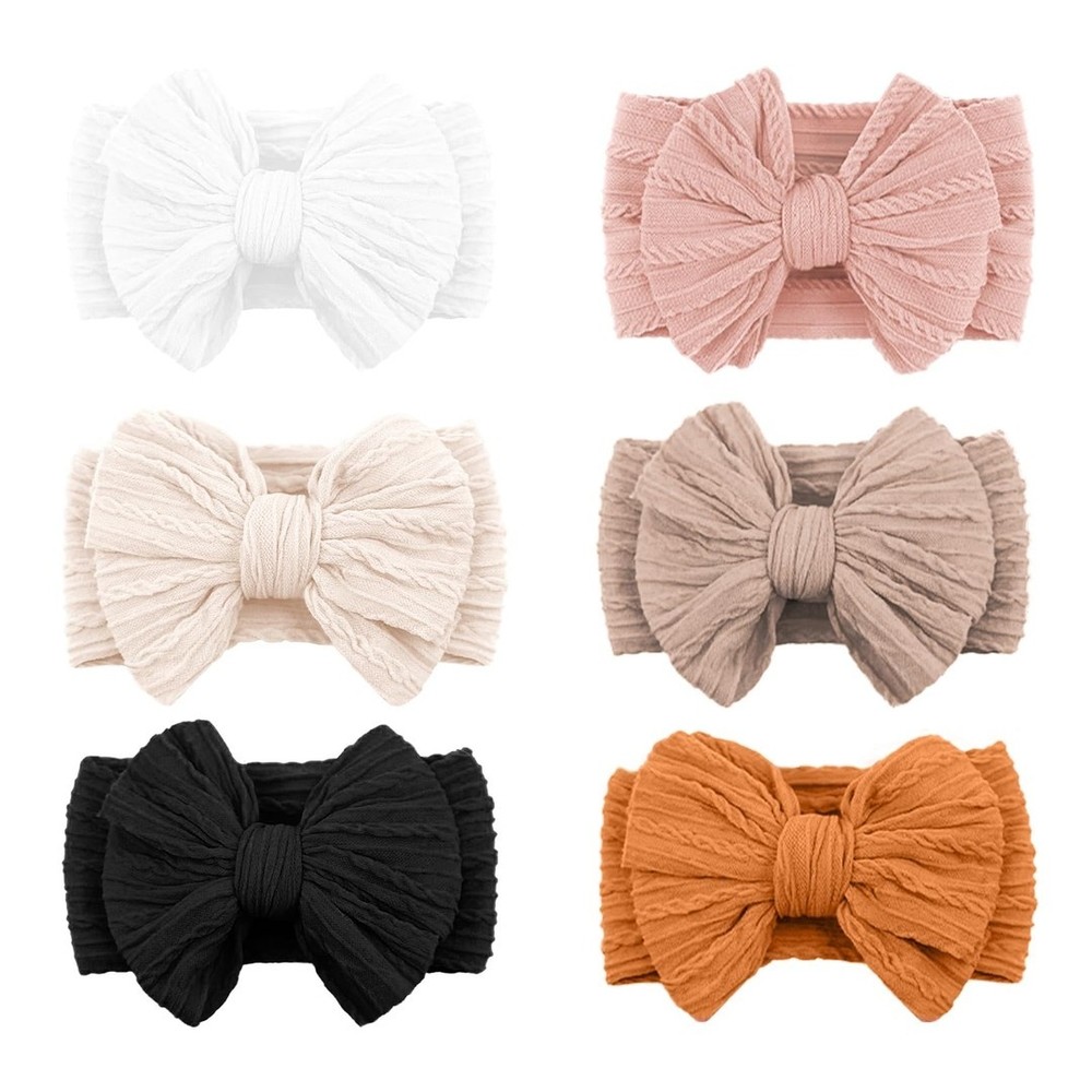 6PCS Baby Rabbit Headbands Elastic Bowknot Hair Bands Girl Bow-knot Newborn Bows