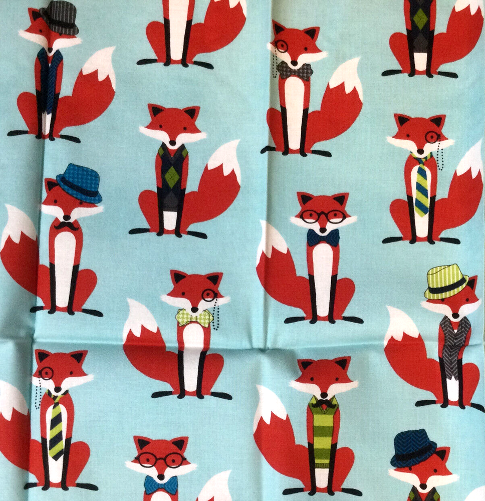 Cotton Andie Hanna Robert Kaufman Fox and Houndstooth Fabric 19x43 in