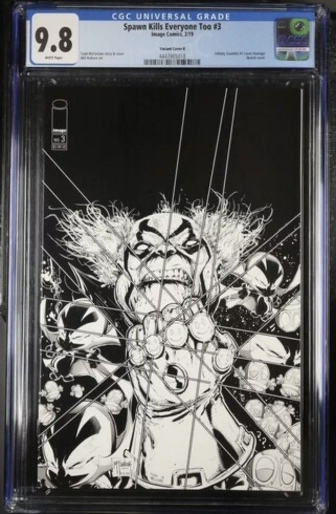 SPAWN KILLS EVERYONE TOO #3 - CGC 9.8 - Black & White Virgin 2019 Image Comics
