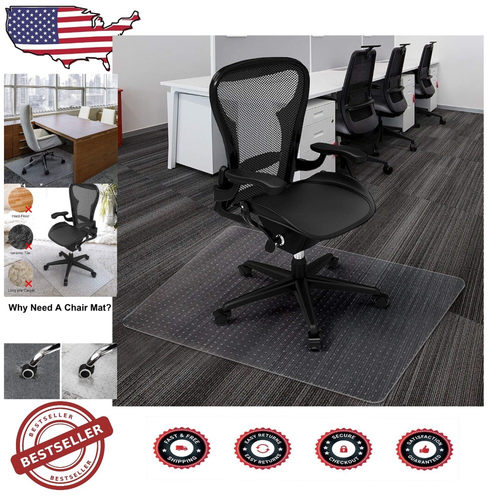 30x48 Clear PVC Chair Mat for Low and No Pile Carpet - Stylish Floor Protector