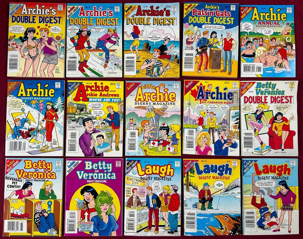 Rare Vintage Archie Comic Lot Of 15 Digests Includes All Canadian #1 Collectible
