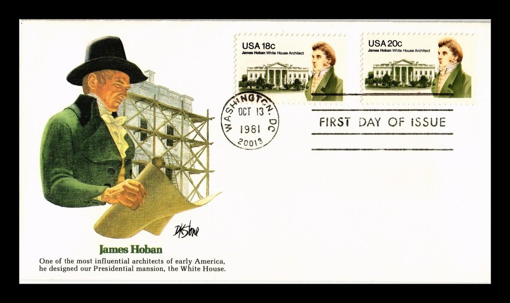 DR JIM STAMPS US COVER JAMES HOBAN WHITE HOUSE ARCHITECT FDC FLEETWOOD COMBO