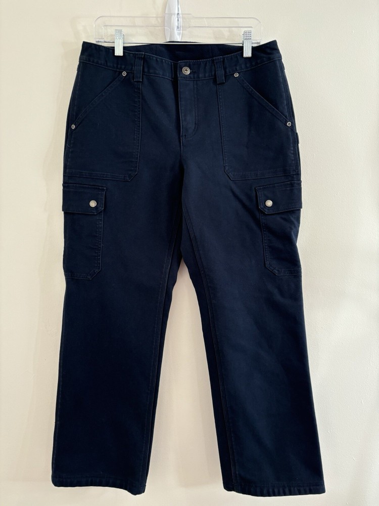 Duluth Trading Pants Women Size 10 Canvas Cargo Fleece Lined Pants Pockets 32x29