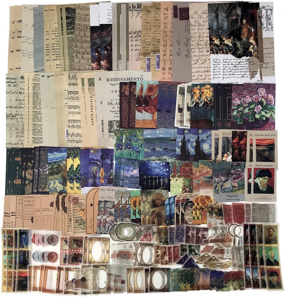 Draupnir 200Pcs Vintage Junk Journal Supplies,Scrapbook Supplies Scrapbooking