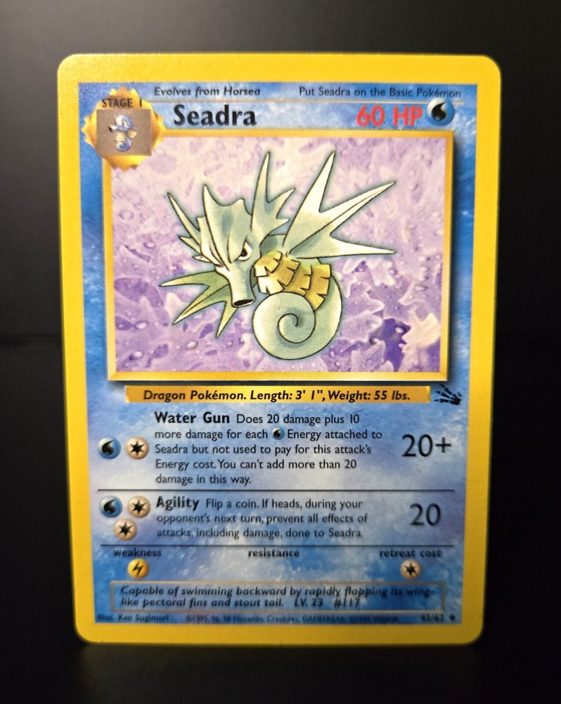 Pokémon TCG Seadra 42/62 Fossil 1999 Vintage WOTC Unlimited NM Condition