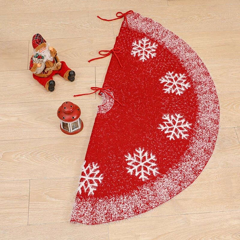 47-Inch Rustic Snowflake Christmas Tree Collar Skirt for Festive Holiday Decor
