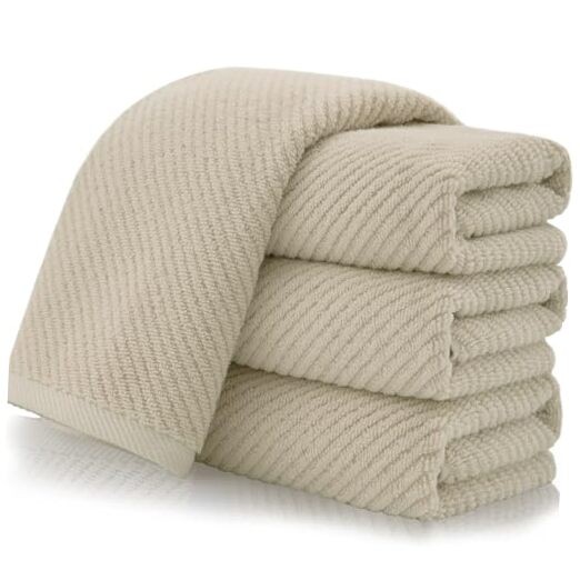 Taupe Hand Towels 4PC Set 18x28 Inches Soft Bathroom Towels in Beige Tan