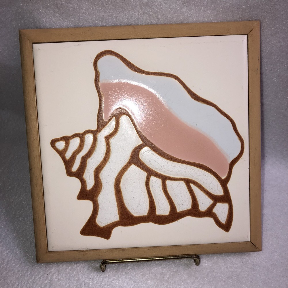 Beach Conch Shell Trivet Tile Art Originals Jane Tallman Miami Florida 7