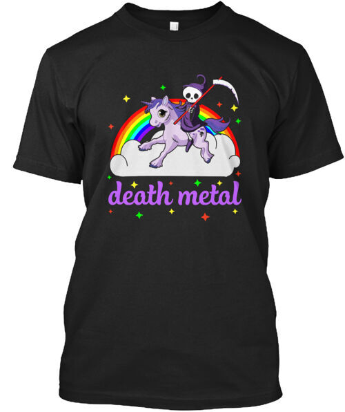 Rainbow Death Metal Unicorn T-Shirt USA Made Sizes S-5XL