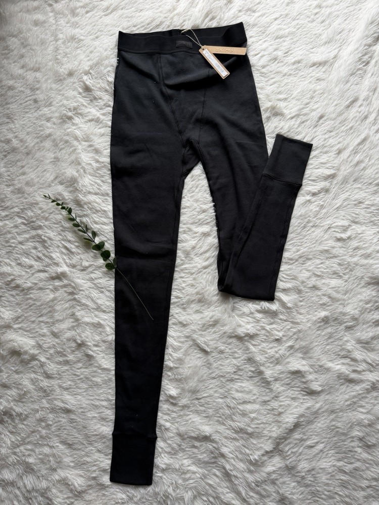 Skims Cotton Rib Ankle Leggings Soot XS Women High Rise Stretch Ribbed Cotton