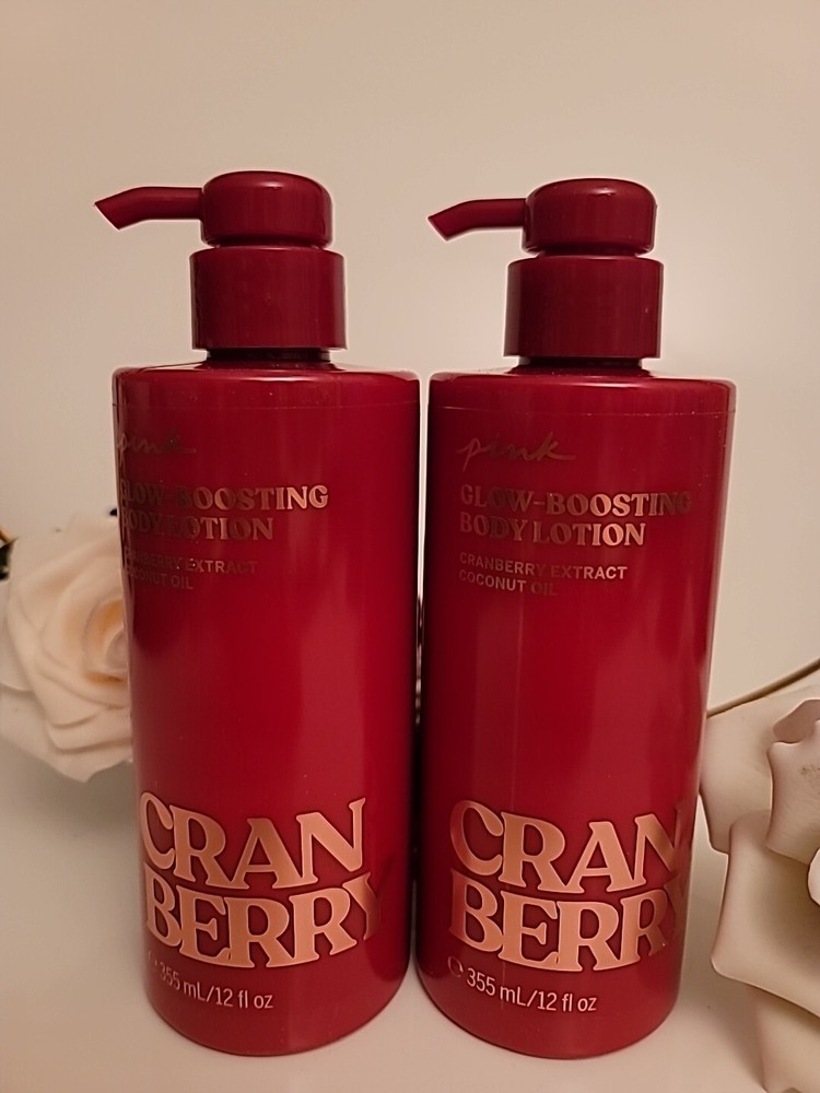 2X Victoria's Secret/ Pink CRANBERRY GLOW BOOSTING BODY LOTION 12 oz