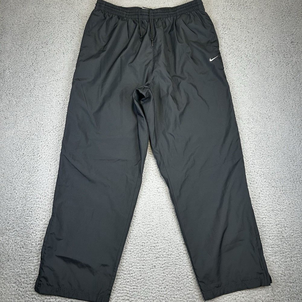 Nike Windbreaker Track Pants Mens XXL 2XL Gray Mesh Lined Straight Ankle Zip Y2K