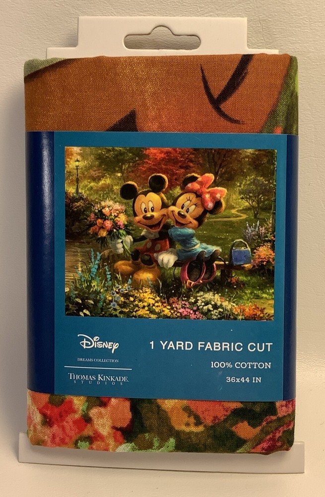 Disney Mickey Minnie Sweetheart Central Park Cotton Fabric Panel 1 Yard  