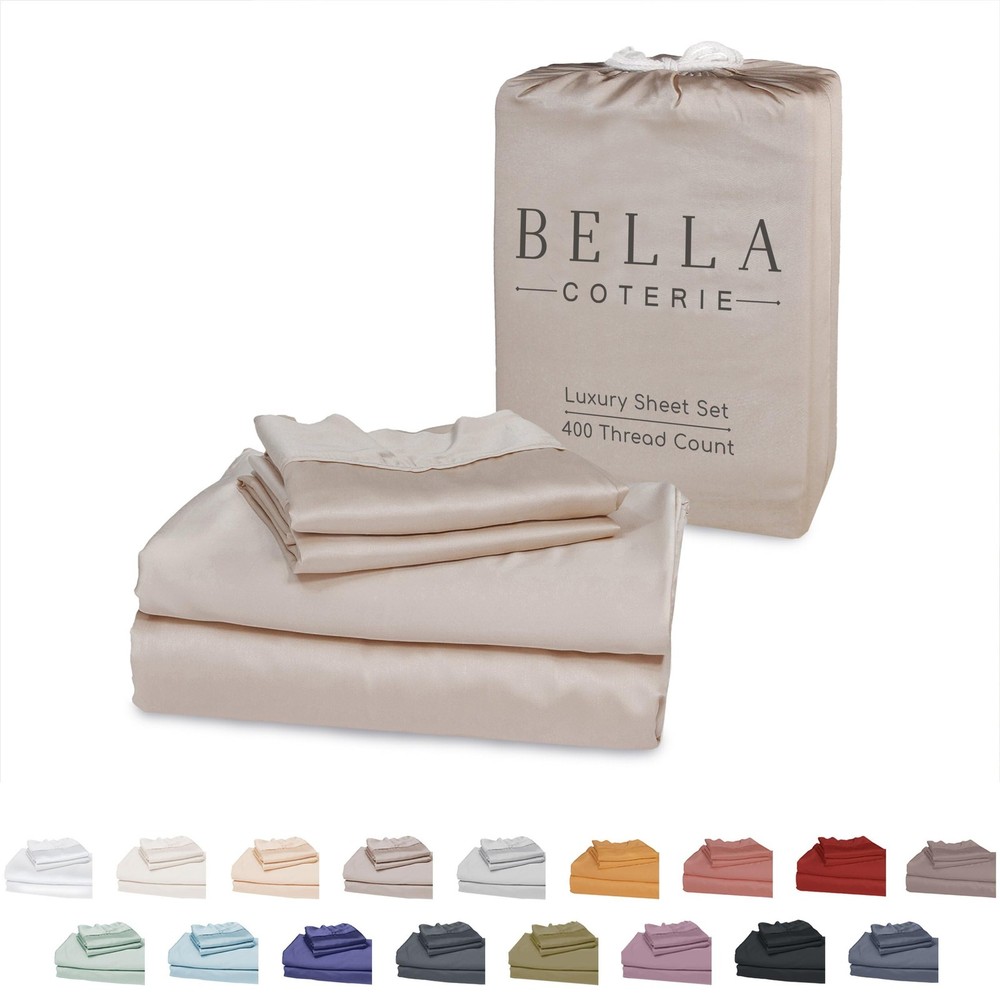 Bella Coterie Organic Bamboo Viscose Queen Sheet Set – Soft & Luxurious