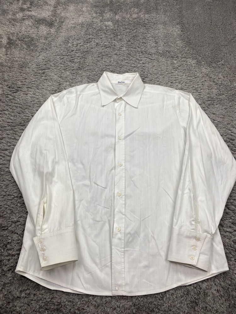 Pop Icon Shirt Men 2XL White Textured Long Sleeve Button Up Oxford Vtg 90s USA