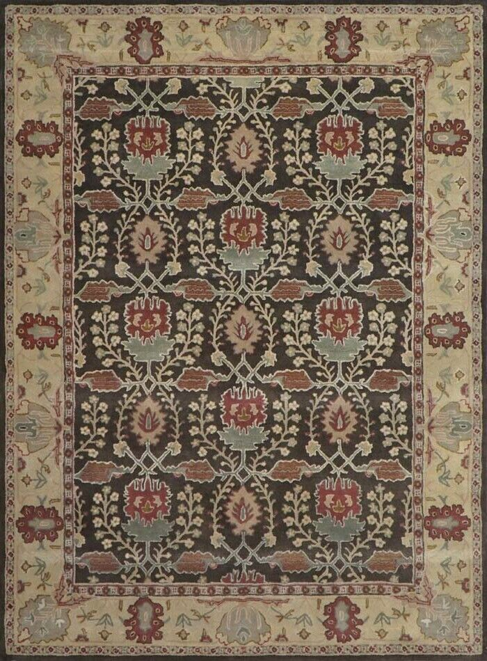 PB Brandon Brown Hand Tufted 100% Wool William Morris Area Rug | Custom Wool Rug